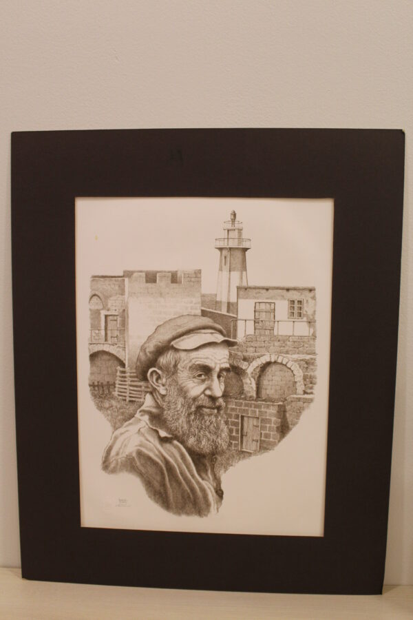 Sailor in Front of Lighthouse Black and White Lithograph 10 x 17 - Image 3