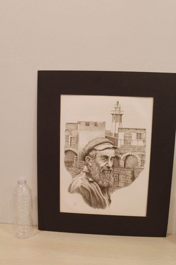 Sailor in Front of Lighthouse Black and White Lithograph 10 x 17 - Image 4