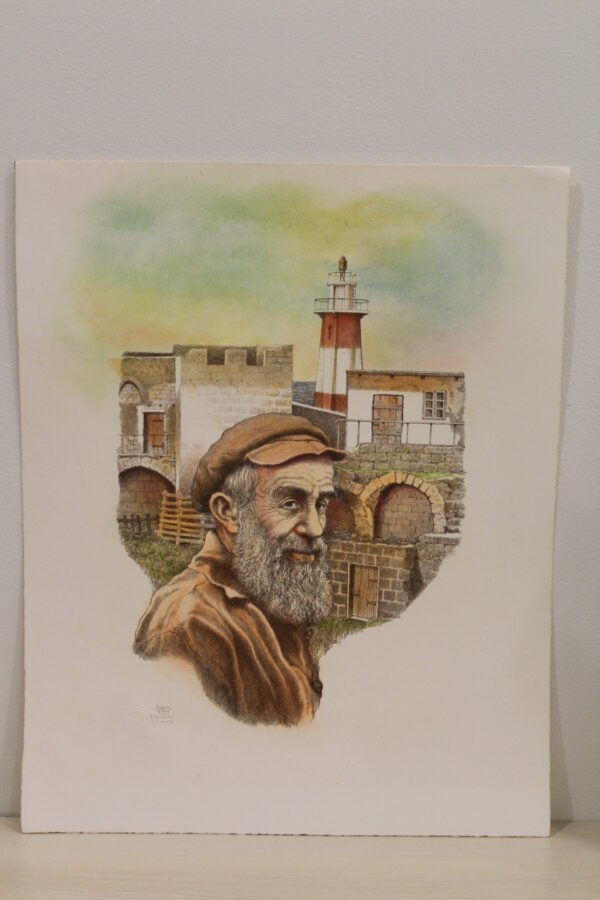 Sailor in Front of Lighthouse Colored Lithograph 10 x 17 - Image 3