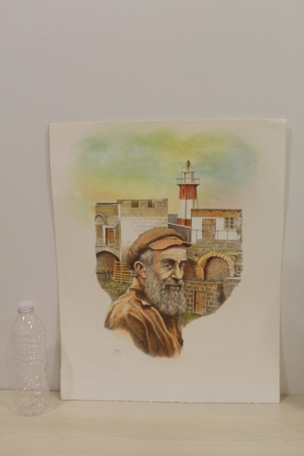 Sailor in Front of Lighthouse Colored Lithograph 10 x 17 - Image 5
