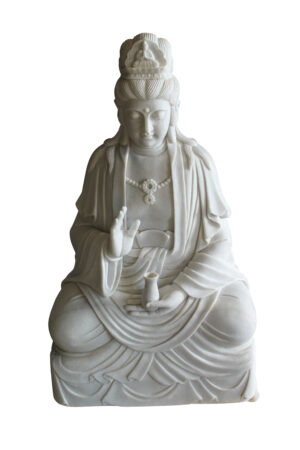 Giant Graceful Buddha in All White Marble Statue 20" x 25" x 44"H