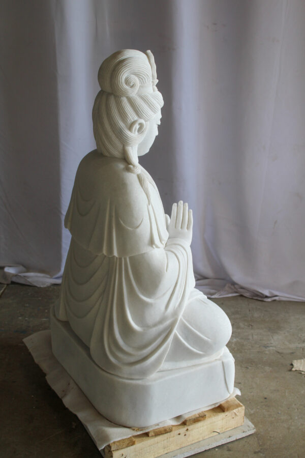 Giant Graceful Buddha in All White Marble Statue 20" x 25" x 44"H - Image 10