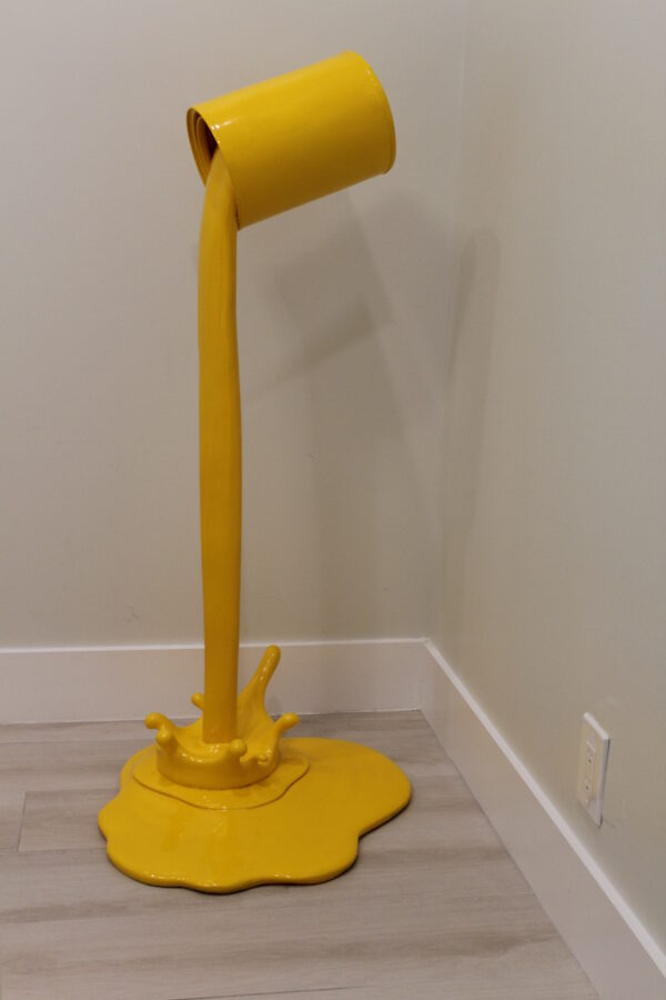Life Sized Modern Yellow Pouring Paint Tin Resin Statue 25" x 21" x 48"H - Image 3