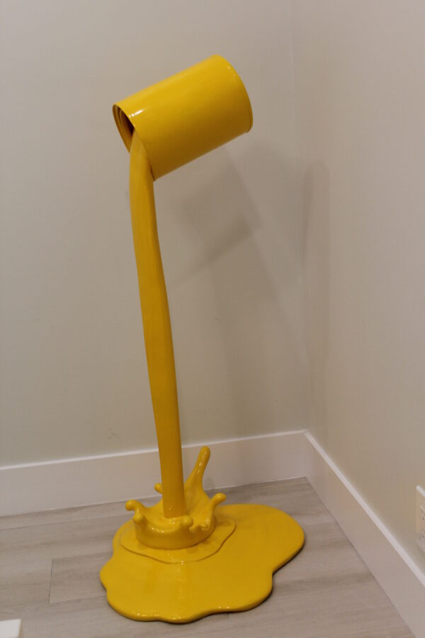 Life Sized Modern Yellow Pouring Paint Tin Resin Statue 25" x 21" x 48"H - Image 4