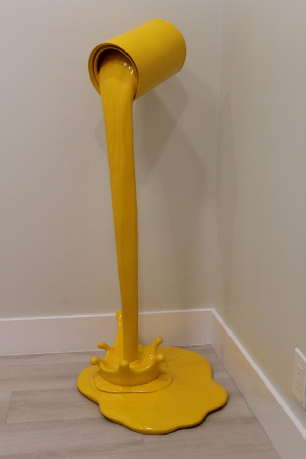 Life Sized Modern Yellow Pouring Paint Tin Resin Statue 25" x 21" x 48"H - Image 5