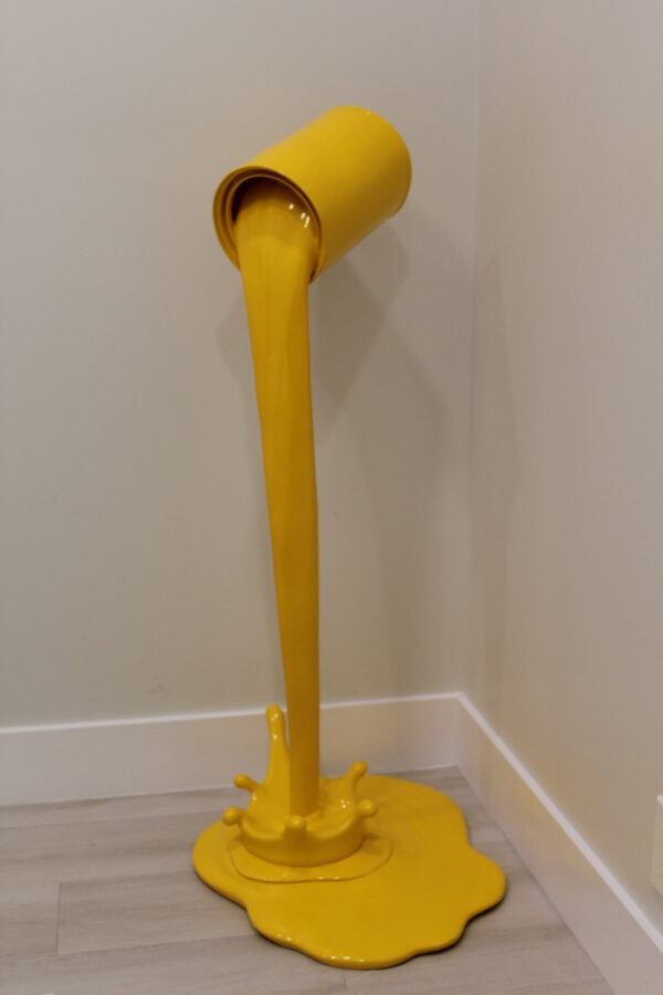 Life Sized Modern Yellow Pouring Paint Tin Resin Statue 25" x 21" x 48"H - Image 6