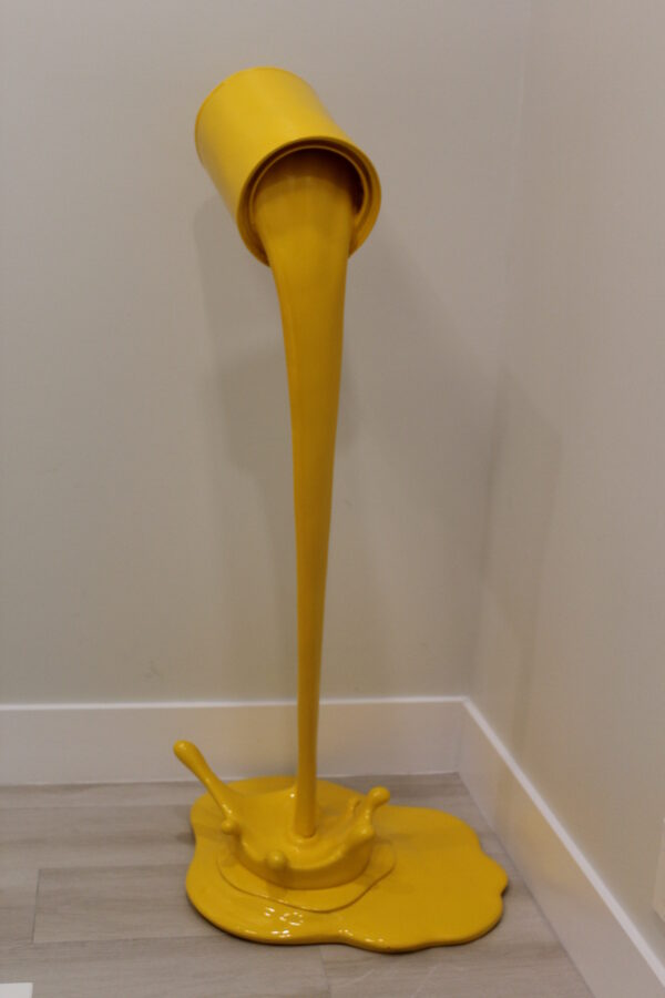 Life Sized Modern Yellow Pouring Paint Tin Resin Statue 25" x 21" x 48"H - Image 7