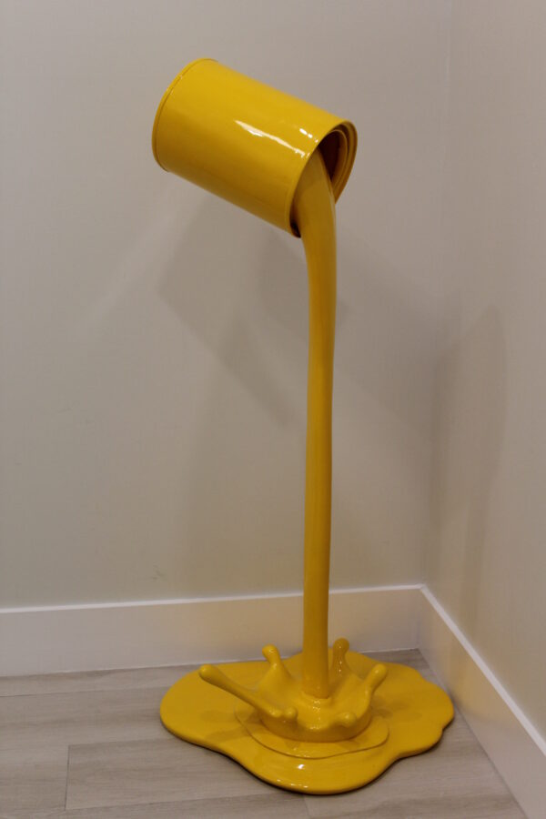 Life Sized Modern Yellow Pouring Paint Tin Resin Statue 25" x 21" x 48"H - Image 8