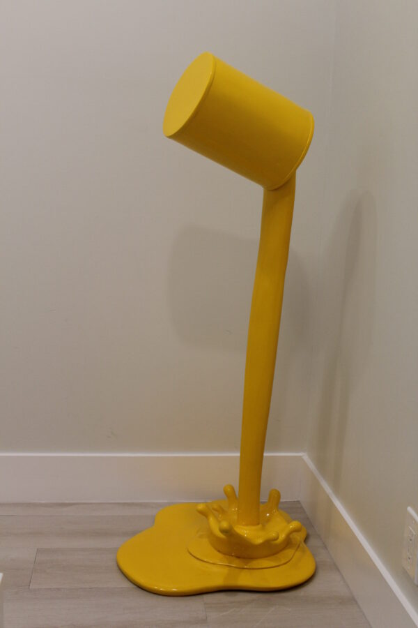 Life Sized Modern Yellow Pouring Paint Tin Resin Statue 25" x 21" x 48"H - Image 10