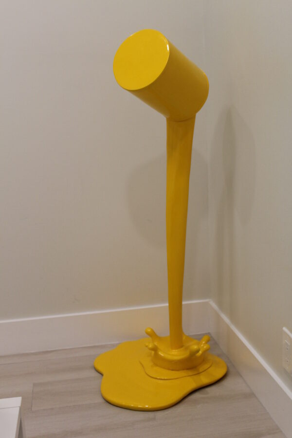Life Sized Modern Yellow Pouring Paint Tin Resin Statue 25" x 21" x 48"H - Image 11