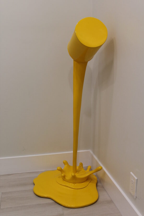 Life Sized Modern Yellow Pouring Paint Tin Resin Statue 25" x 21" x 48"H - Image 12