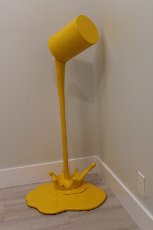 Life Sized Modern Yellow Pouring Paint Tin Resin Statue 25" x 21" x 48"H - Image 13