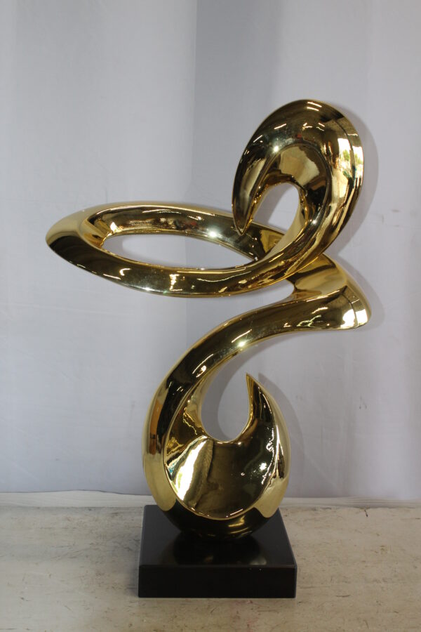 Gold Contemporary Resin Statue on Marble Base 19" x 9" x 27"H - Image 8
