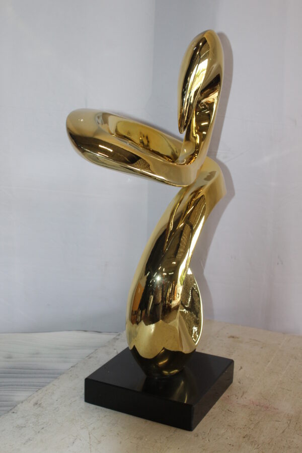 Gold Contemporary Resin Statue on Marble Base 19" x 9" x 27"H - Image 10
