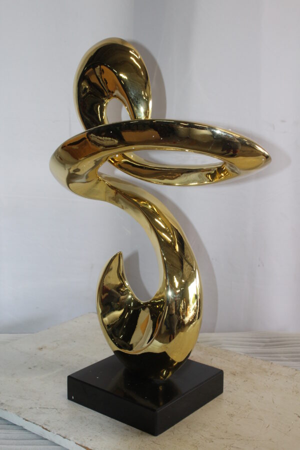 Gold Contemporary Resin Statue on Marble Base 19" x 9" x 27"H - Image 11