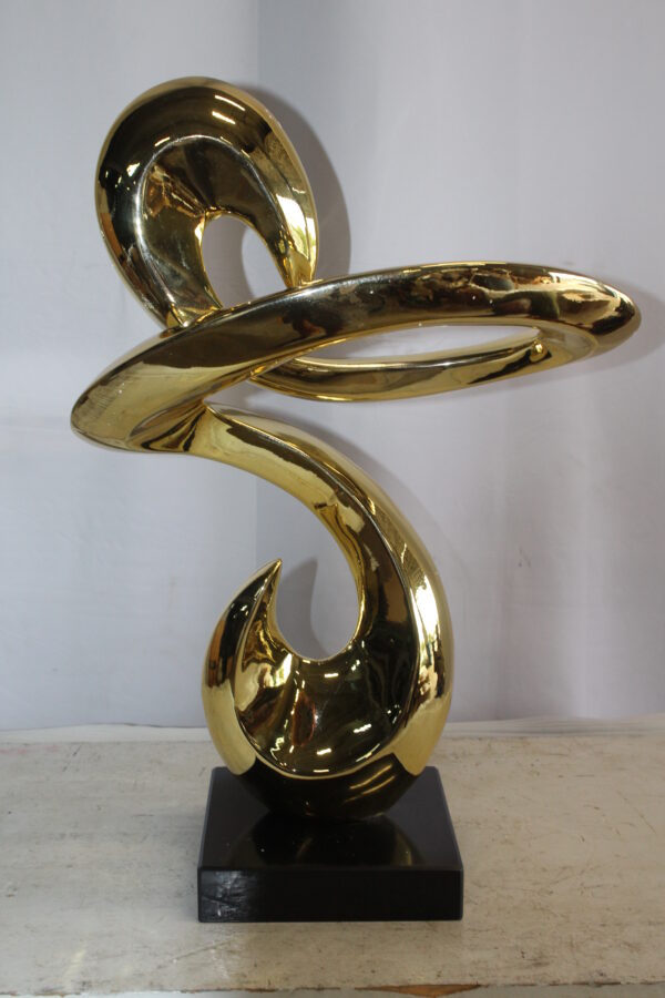 Gold Contemporary Resin Statue on Marble Base 19" x 9" x 27"H - Image 12