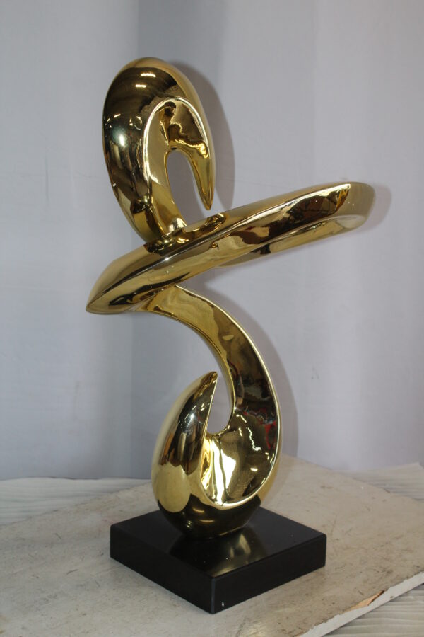 Gold Contemporary Resin Statue on Marble Base 19" x 9" x 27"H - Image 3
