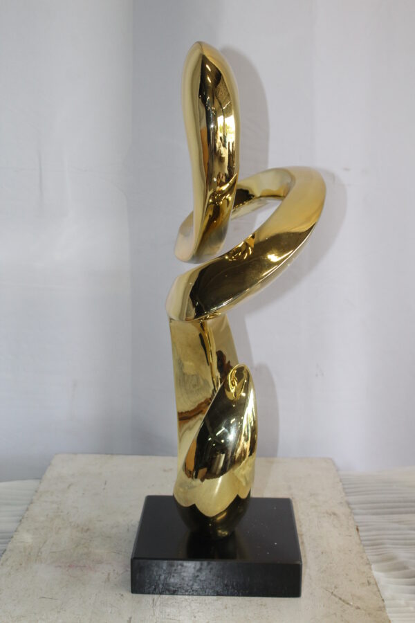 Gold Contemporary Resin Statue on Marble Base 19" x 9" x 27"H - Image 4