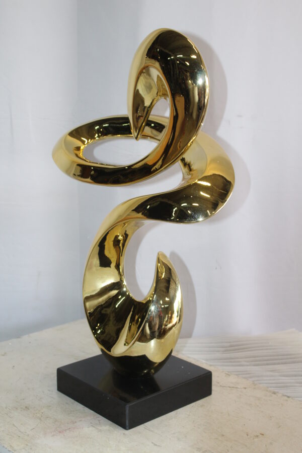 Gold Contemporary Resin Statue on Marble Base 19" x 9" x 27"H - Image 5