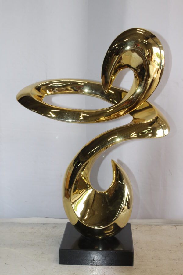 Gold Contemporary Resin Statue on Marble Base 19" x 9" x 27"H - Image 7