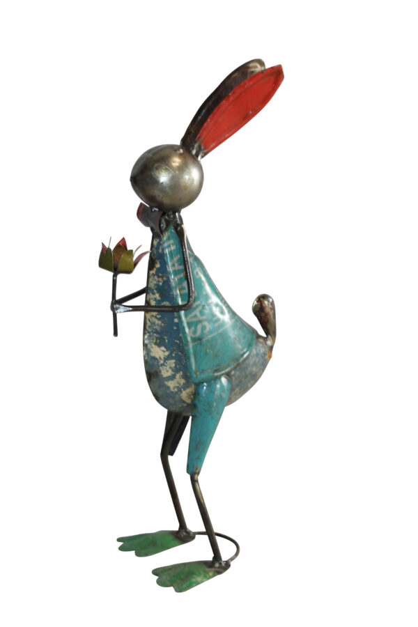 Graceful Thin Metal Bunny Statue, a Whimsical Decor Delight 7" x 4" x 18"H