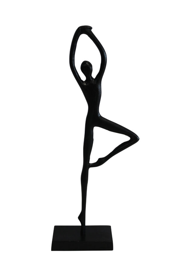 Aluminum Tree Pose Statue, Serene Yoga Decor 7" x 3" x 20"H