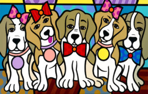 Love My Beagles, Acrylic Painting, Stretched Canvas, Art by Jozza 50" x 40"