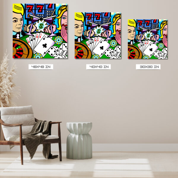 Casino, Acrylic Painting, Stretched Canvas, Wall Art by Jozza 48" x 48" x 1" - Image 3