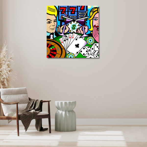 Casino, Acrylic Painting, Stretched Canvas, Wall Art by Jozza 48" x 48" x 1" - Image 4