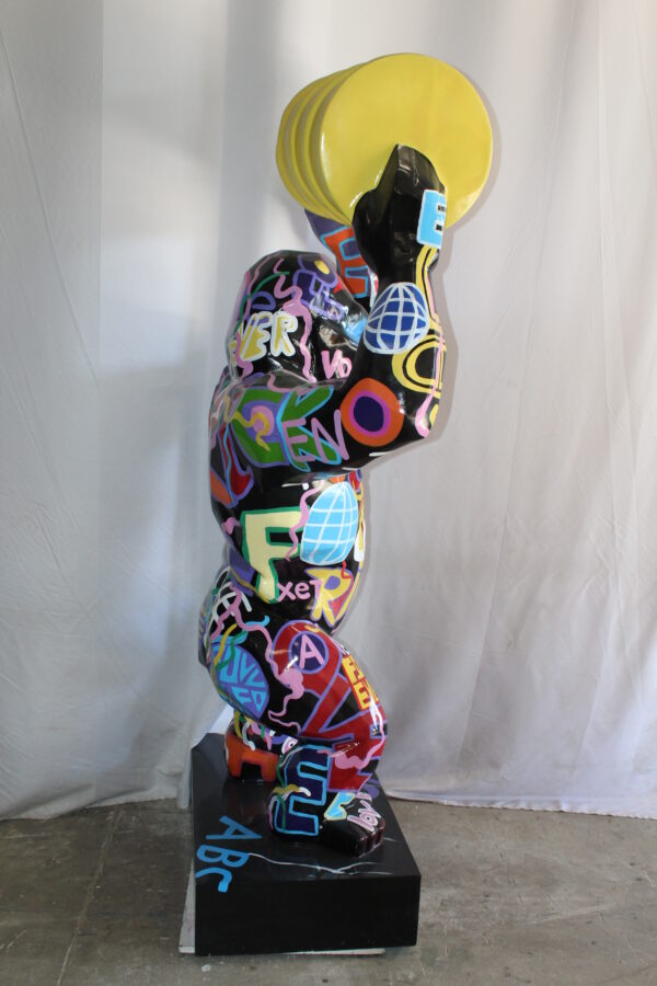 Giant Resin Gorilla Statue Holding a Barrell 28" x 21" x 83"H - Image 6