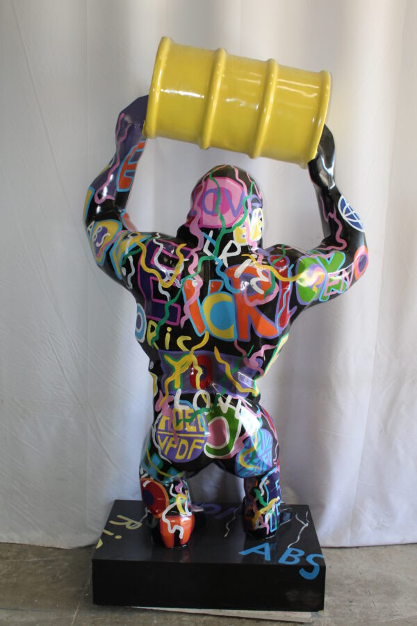 Giant Resin Gorilla Statue Holding a Barrell 28" x 21" x 83"H - Image 8