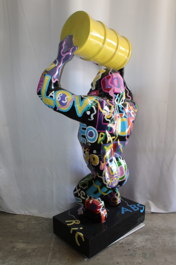 Giant Resin Gorilla Statue Holding a Barrell 28" x 21" x 83"H - Image 9