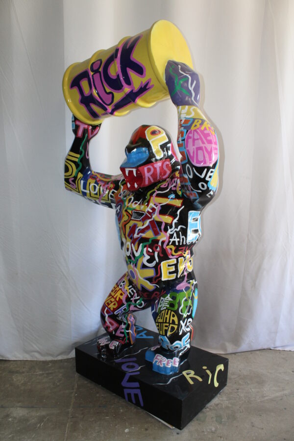 Giant Resin Gorilla Statue Holding a Barrell 28" x 21" x 83"H - Image 12