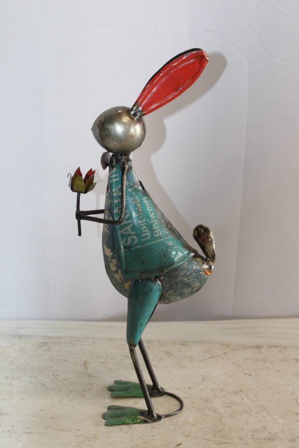 Graceful Thin Metal Bunny Statue, a Whimsical Decor Delight 7" x 4" x 18"H - Image 3