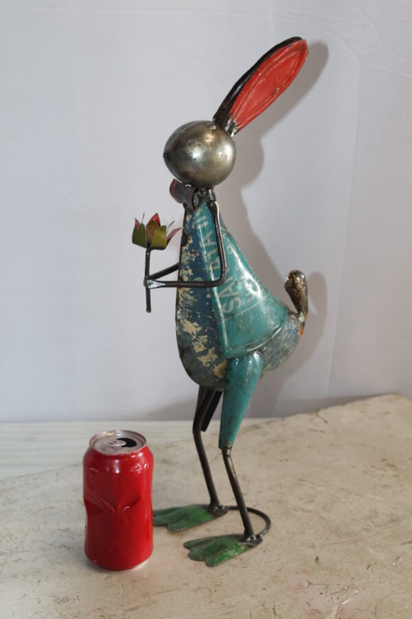 Graceful Thin Metal Bunny Statue, a Whimsical Decor Delight 7" x 4" x 18"H - Image 4