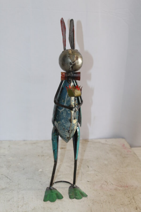 Graceful Thin Metal Bunny Statue, a Whimsical Decor Delight 7" x 4" x 18"H - Image 6
