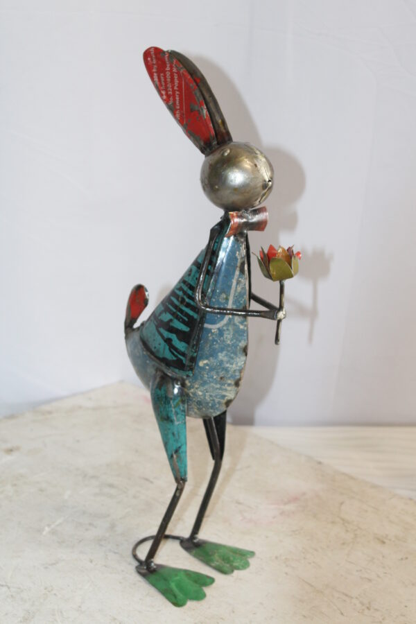 Graceful Thin Metal Bunny Statue, a Whimsical Decor Delight 7" x 4" x 18"H - Image 7