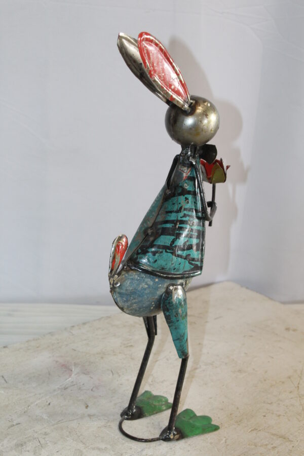 Graceful Thin Metal Bunny Statue, a Whimsical Decor Delight 7" x 4" x 18"H - Image 9