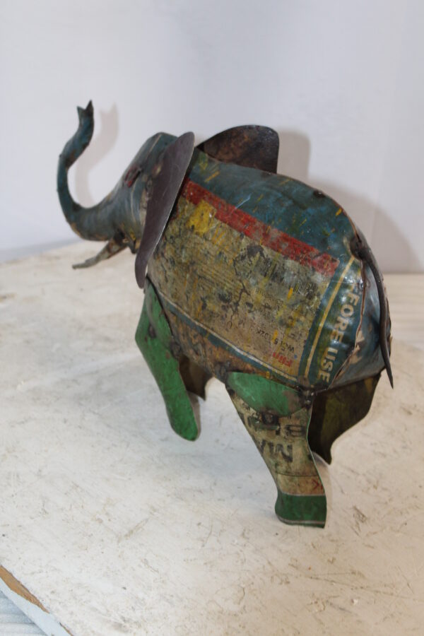 Vibrant Thin Metal Elephant Statue, a Colorful Decor Delight 6" x 17" x 10"H - Image 4