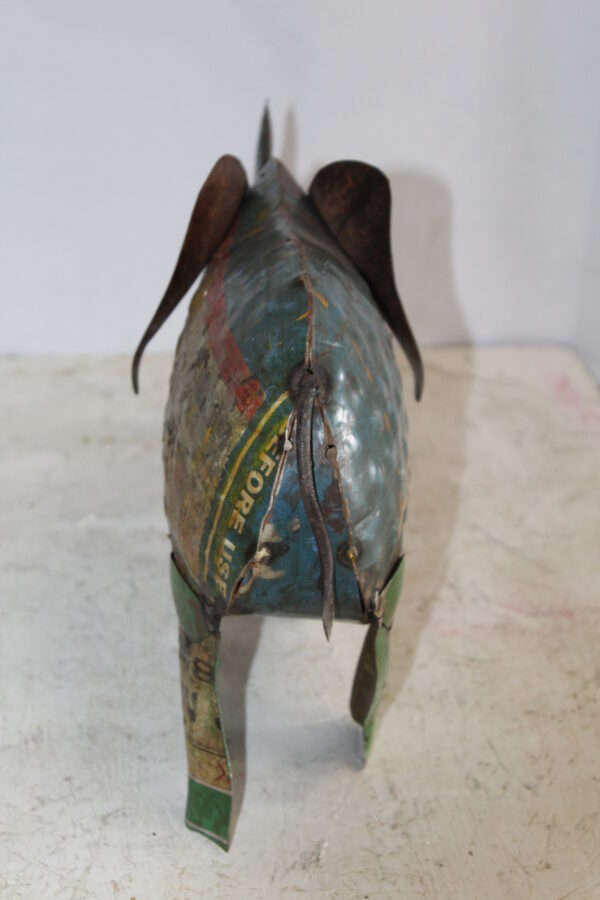 Vibrant Thin Metal Elephant Statue, a Colorful Decor Delight 6" x 17" x 10"H - Image 5