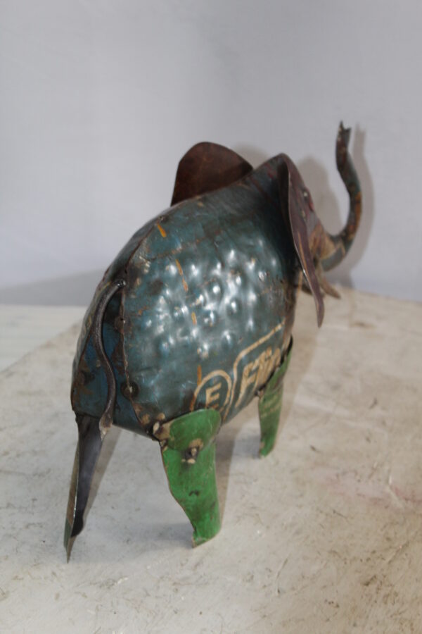 Vibrant Thin Metal Elephant Statue, a Colorful Decor Delight 6" x 17" x 10"H - Image 6