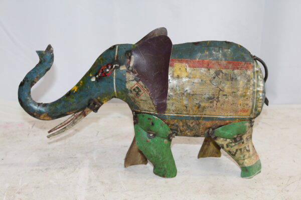 Vibrant Thin Metal Elephant Statue, a Colorful Decor Delight 6" x 17" x 10"H - Image 11