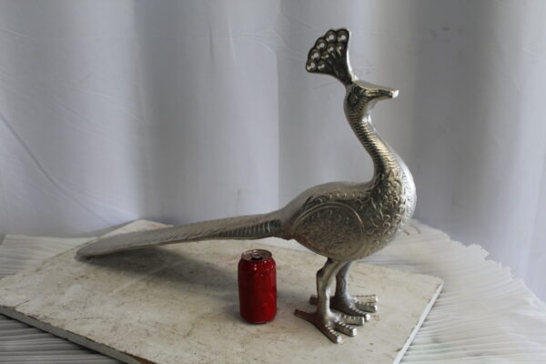 Elegant Aluminum Peacock Statue, Graceful Home Decor 33" x 7" x 20"H - Image 11
