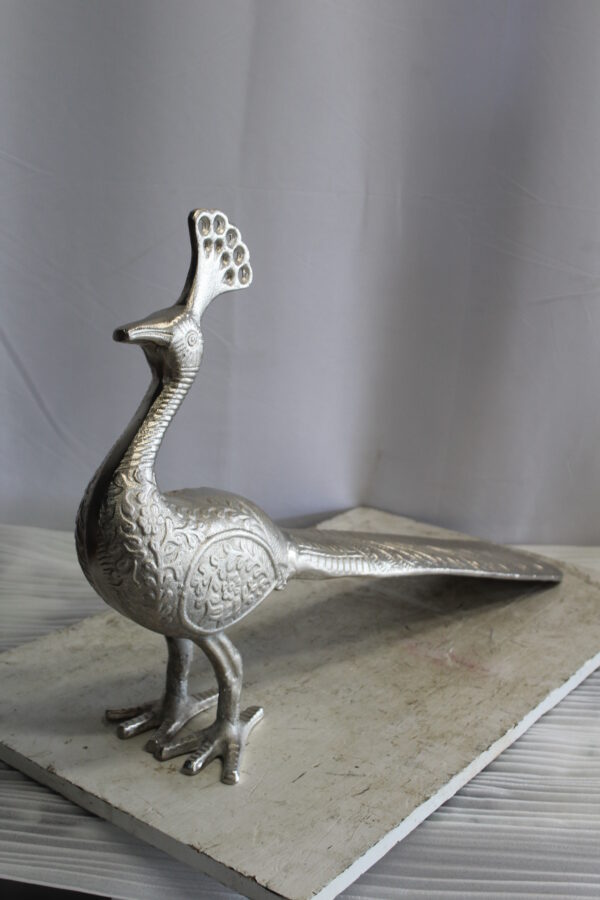 Elegant Aluminum Peacock Statue, Graceful Home Decor 33" x 7" x 20"H - Image 4