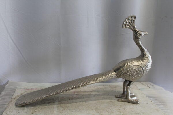 Elegant Aluminum Peacock Statue, Graceful Home Decor 33" x 7" x 20"H - Image 9