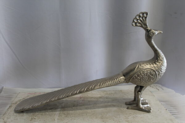 Elegant Aluminum Peacock Statue, Graceful Home Decor 33" x 7" x 20"H - Image 10