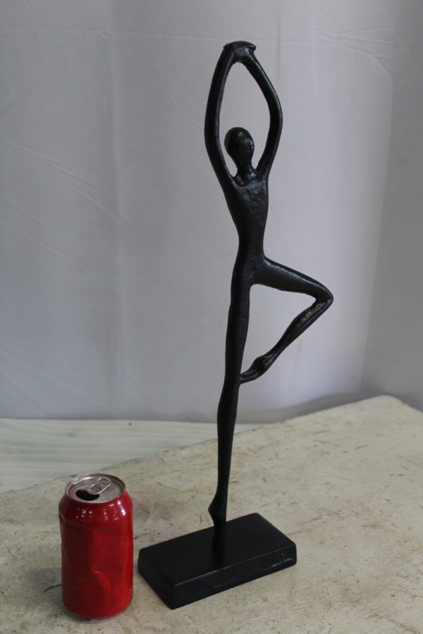 Aluminum Tree Pose Statue, Serene Yoga Decor 7" x 3" x 20"H - Image 3