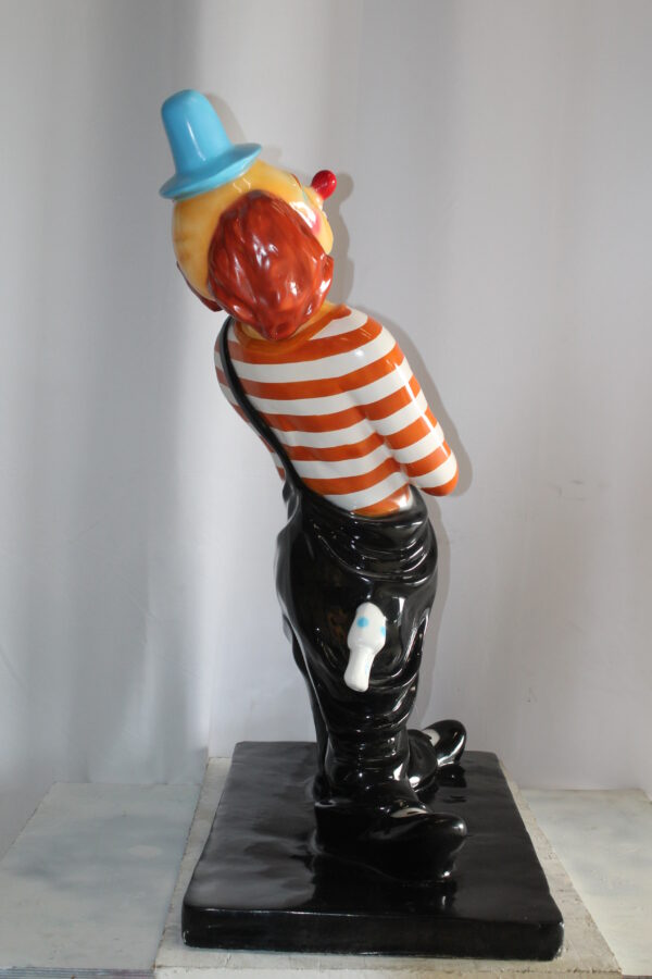 Colorful Fiberglass Clown Fiberglass Statue, Striped Shirt 27" x 17" x 39"H - Image 6