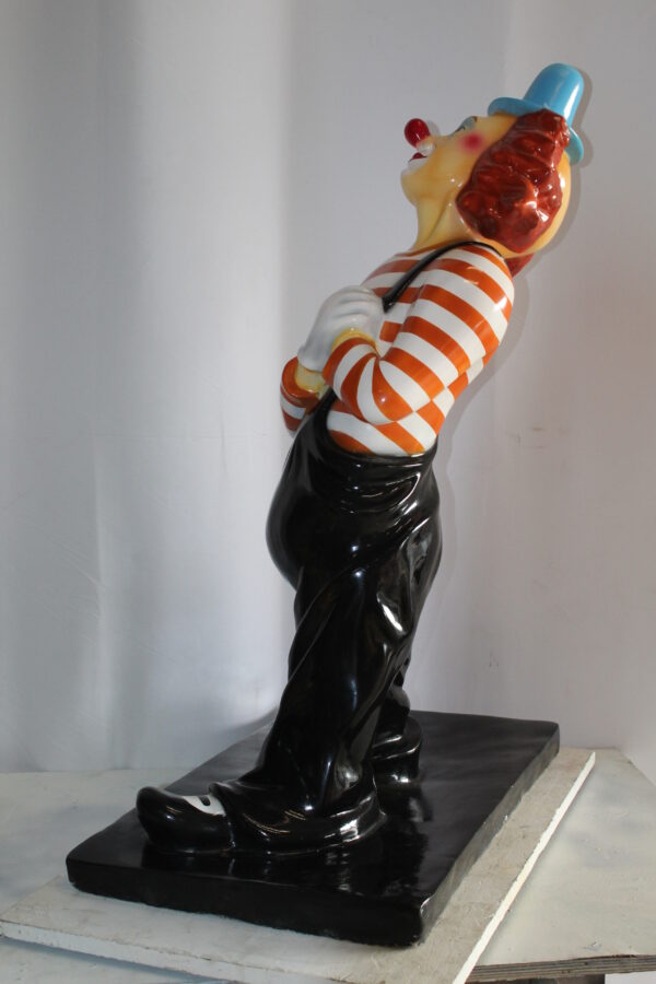 Colorful Fiberglass Clown Fiberglass Statue, Striped Shirt 27" x 17" x 39"H - Image 11