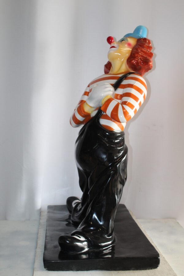 Colorful Fiberglass Clown Fiberglass Statue, Striped Shirt 27" x 17" x 39"H - Image 12